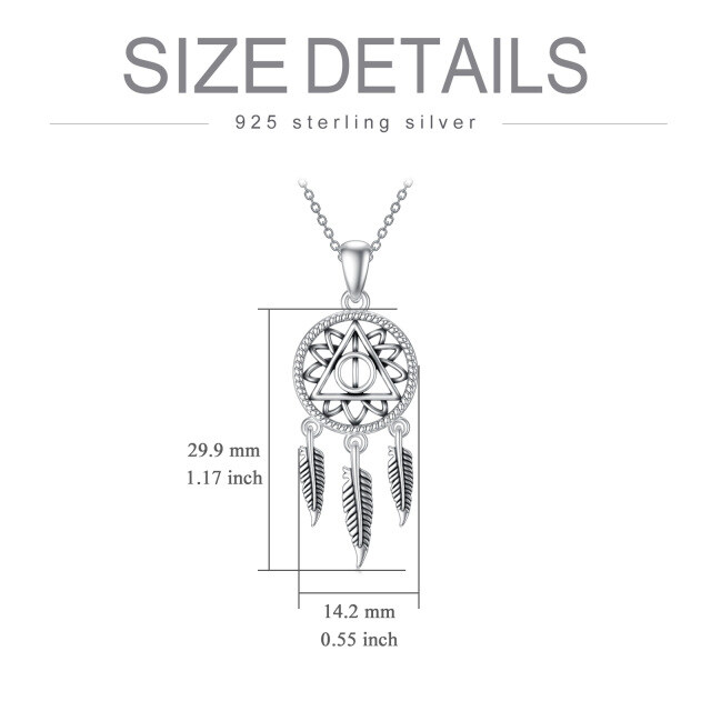 Sterling Silver Dream Catcher Pendant Necklace-2