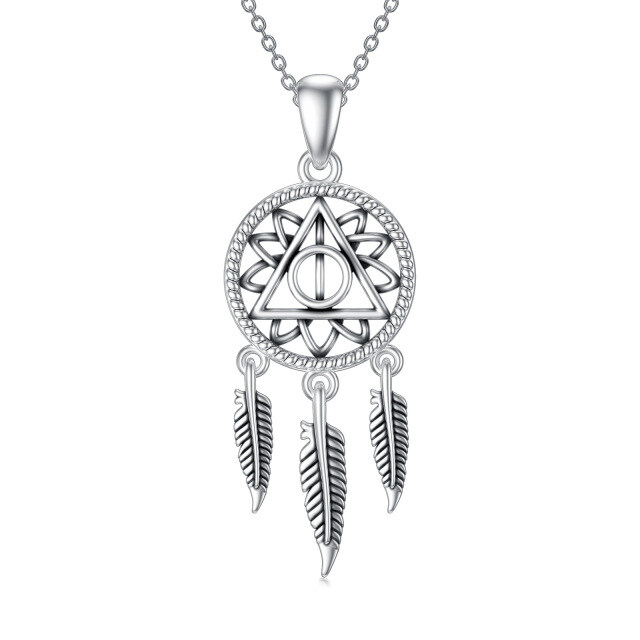 Sterling Silver Dream Catcher Pendant Necklace-0