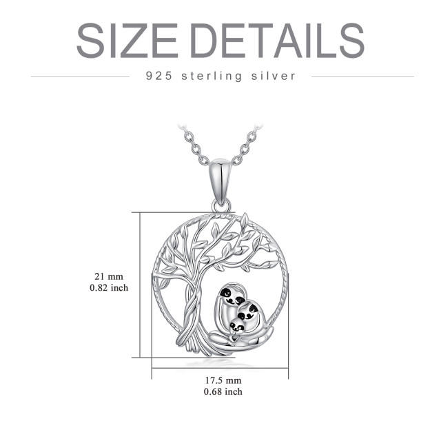 Sterling Silver Sloth & Tree Of Life Pendant Necklace-4