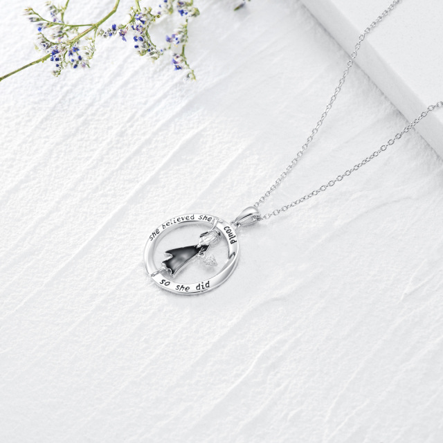 Sterling Silver Circular Shaped Cubic Zirconia Graduation Girl Pendant Necklace with Engraved Word-4