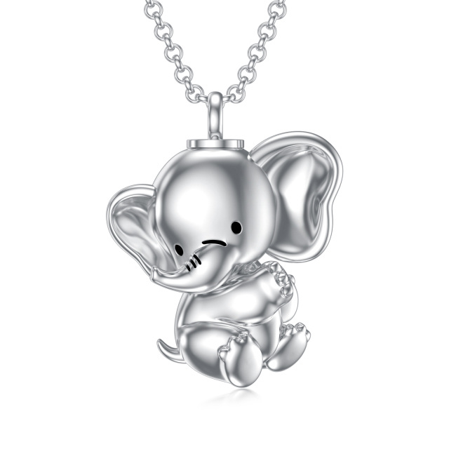 Sterling Silver Elephant Pendant Urn Necklace for Ashes-1