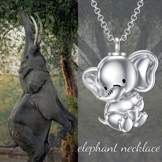 Sterling Silver Elephant Pendant Urn Necklace for Ashes-5