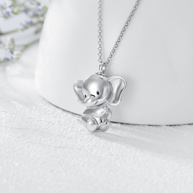 Sterling Silver Elephant Pendant Urn Necklace for Ashes-3