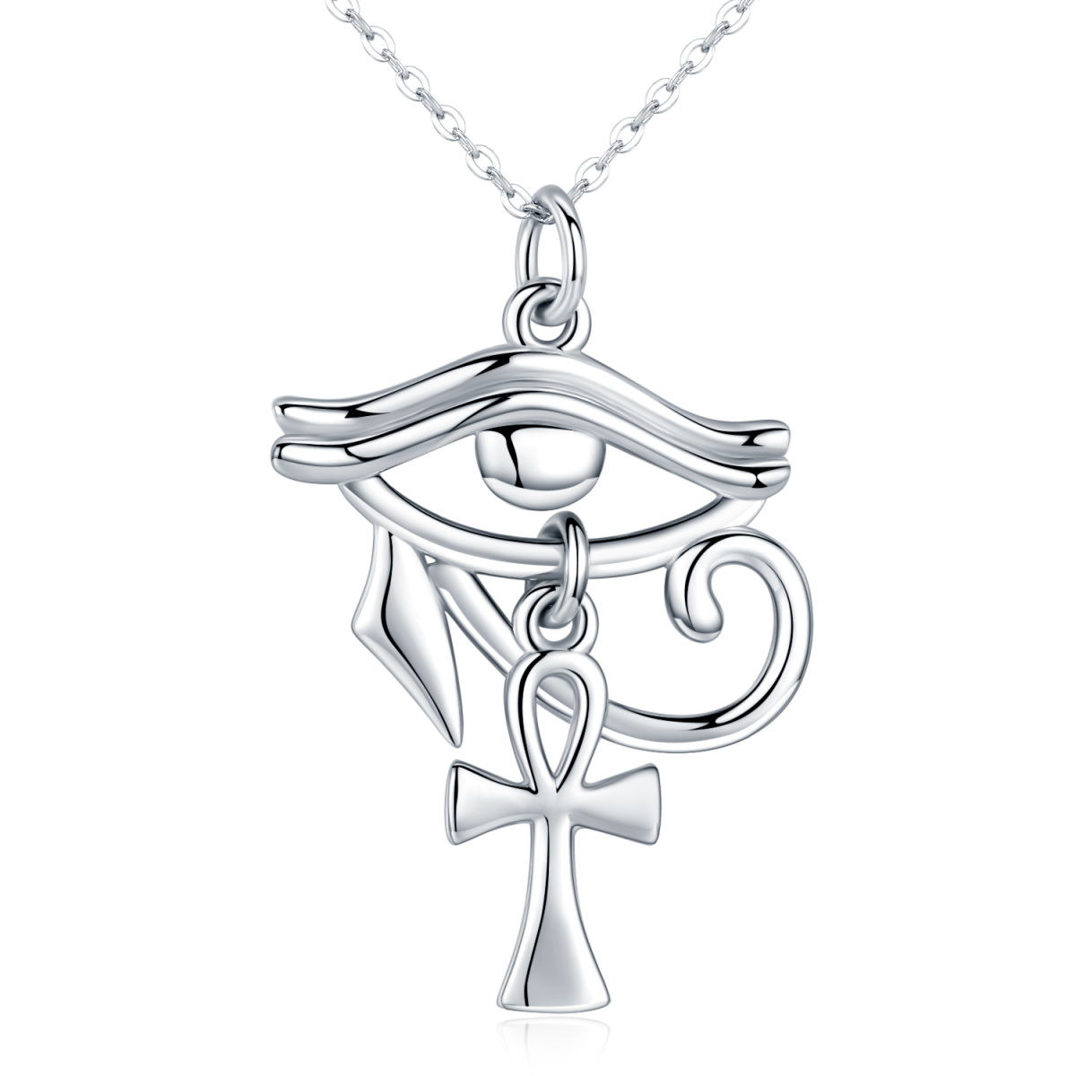 Sterling Silver Allah & Eye Of Horus Pendant Necklace-1