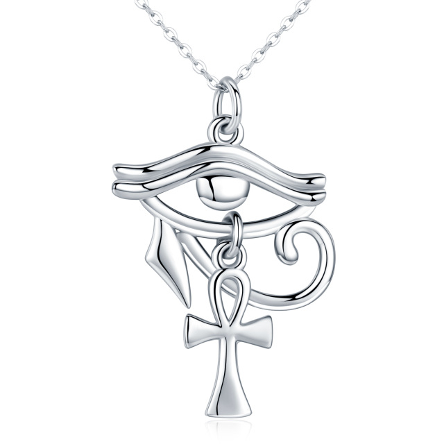 Collana con ciondolo Allah e Occhio di Horus in argento sterling-1