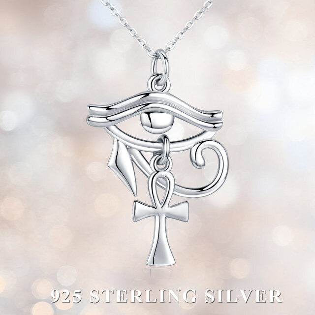 Collier en argent sterling avec pendentif Allah et œil d'Horus-3