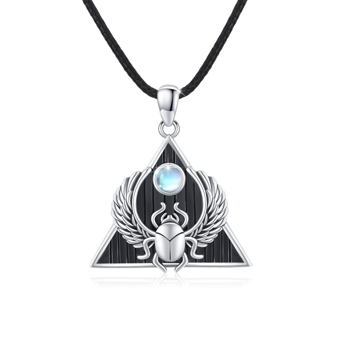 Collier pendentif coccinelle en pierre de lune en argent sterling-1