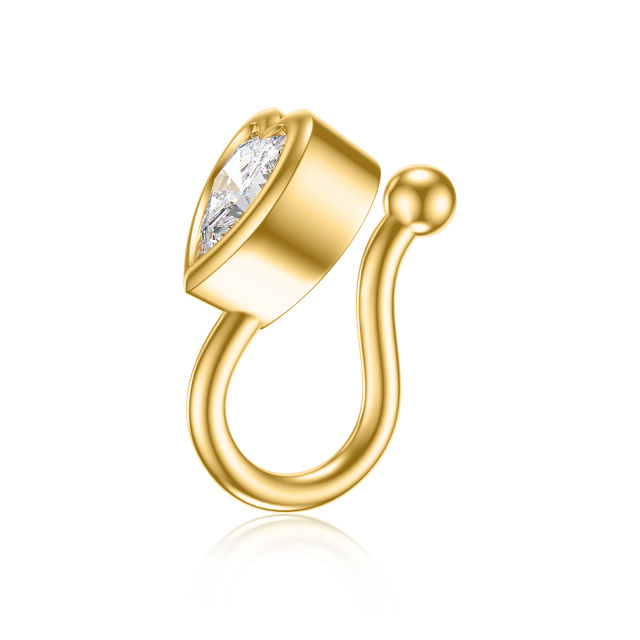 14K Gold Cubic Zirconia Nose Ring-2