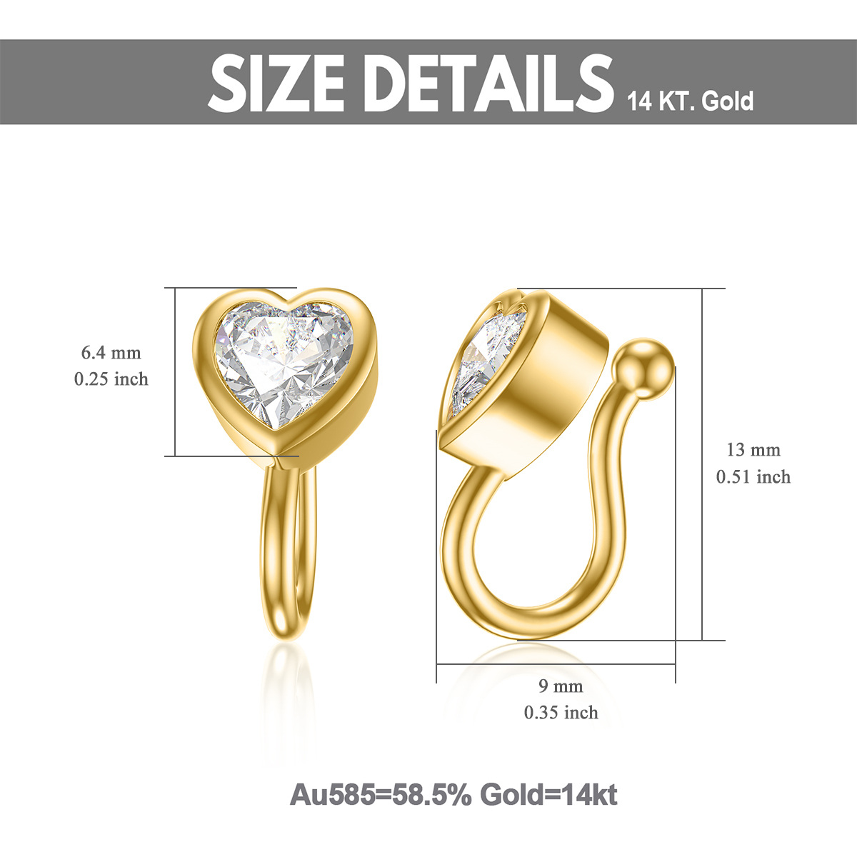 Anneau de nez en or 14K à zircon cubique-6