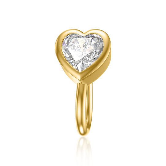 14K Gold Cubic Zirconia Heart Nose Ring Gifts for Women Girls