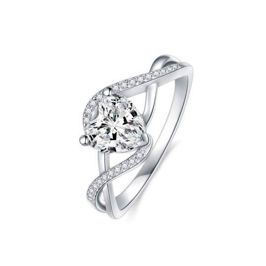 Bague de fiançailles en or blanc 14 carats avec moissanite