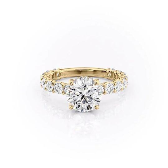 Sterling Silver with Yellow Gold Plated Circular Moissanite Ring