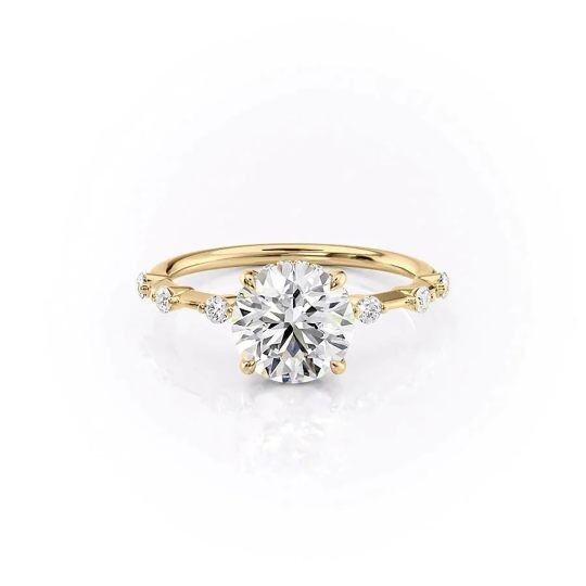 Sterling Silver with Yellow Gold Plated Circular Moissanite Wedding Ring