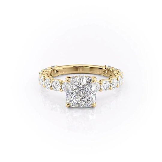 Sterling Silver with Yellow Gold Plated Moissanite Engagement Ring