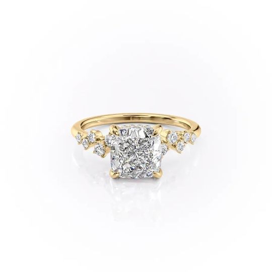 Sterling Silver with Yellow Gold Plated Moissanite Engagement Ring