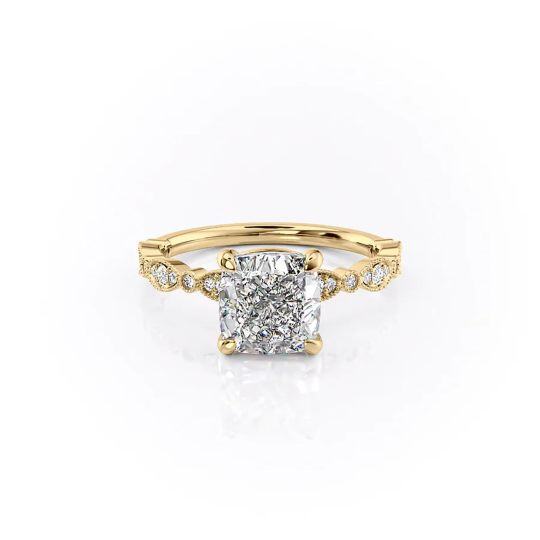 Sterling Silver with Yellow Gold Plated Moissanite Engagement Ring