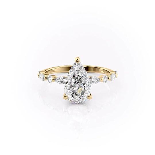 Sterling Silver with Yellow Gold Plated Moissanite Engagement Ring