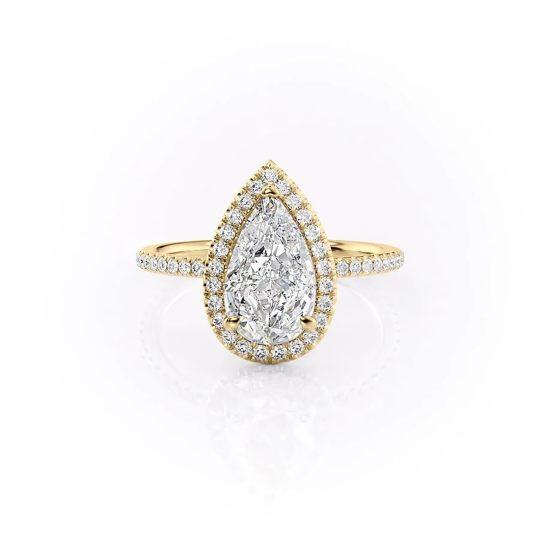 Bague de fiançailles en argent sterling avec moissanite plaquée or jaune