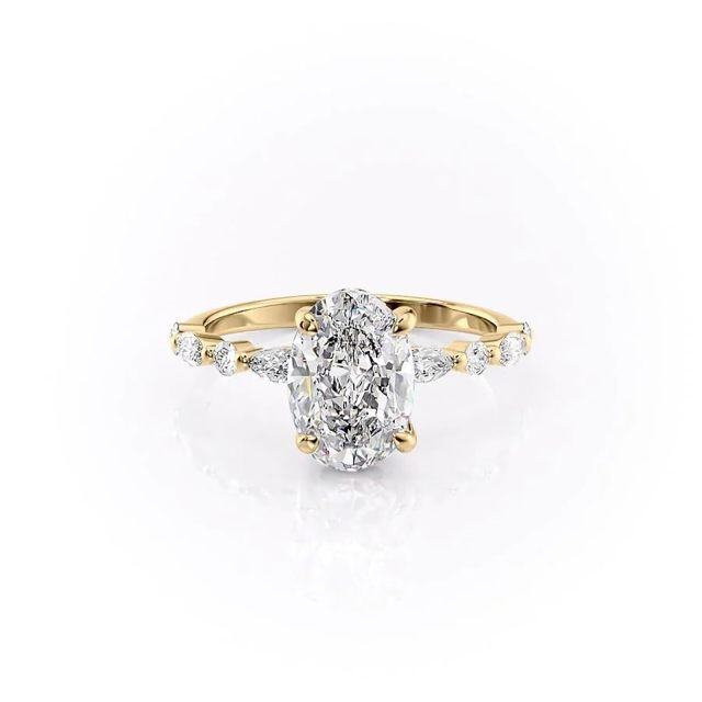 Sterling Silver with Yellow Gold Plated Moissanite Ring-2