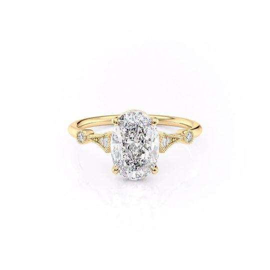 Sterling Silver with Yellow Gold Plated Moissanite Ring