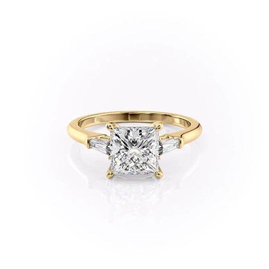 Sterling Silver with Yellow Gold Plated Moissanite Ring