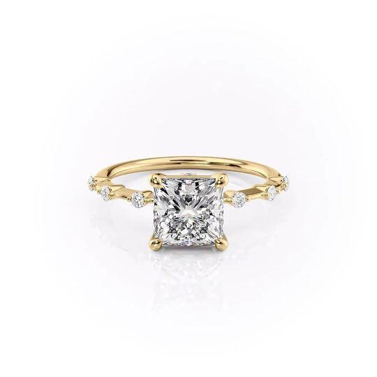 Sterling Silver with Yellow Gold Plated Moissanite Ring