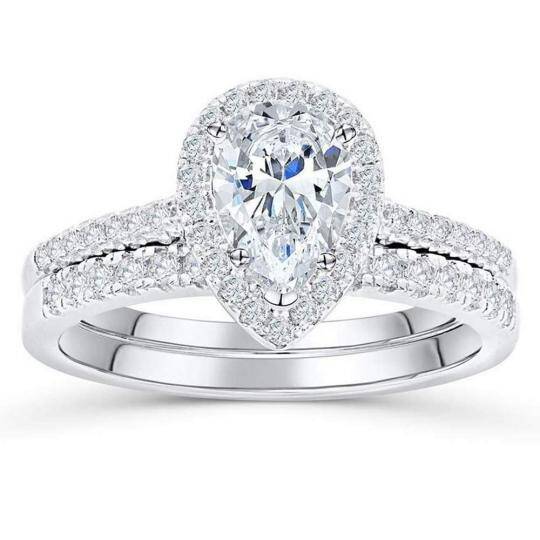 10K White Gold Moissanite Wedding Ring