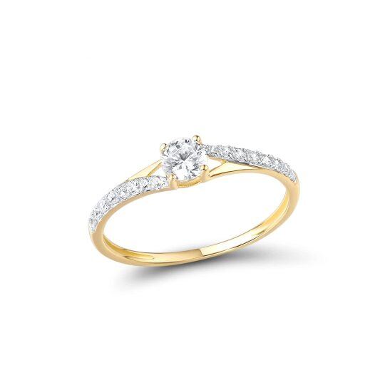 14K Gold Circular Shaped Moissanite Wedding Ring