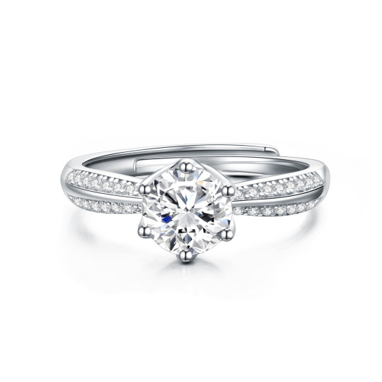 Anéis de noivado ajustáveis em prata esterlina 925 para mulheres (5 a 9 tamanhos ajustáveis)
