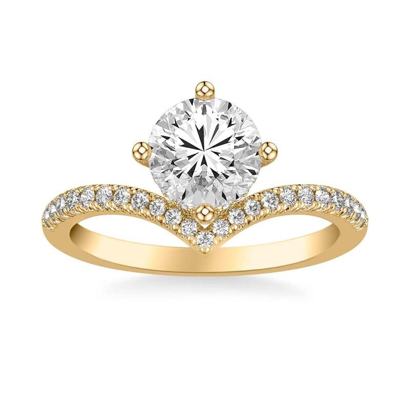 14K Gold 1 CT Circular Shaped Moissanite Personalized Engraving & Couple Engagement Ring