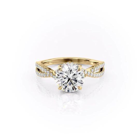 Anello di fidanzamento con incisione personalizzata in moissanite circolare da 1 CT in oro 10K