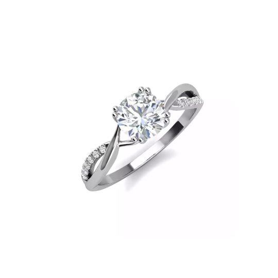 18K White Gold 1CT Round Cut Moissanite Twisted Infinity Engagement Ring