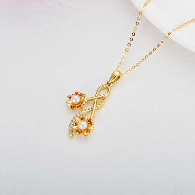 Collier pendentif tournesol en perles de moissanite en or 10 carats-2