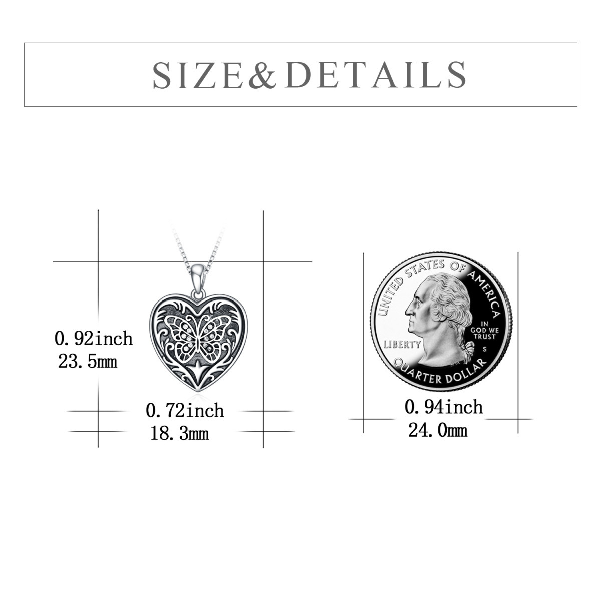 Sterling Silver Cubic Zirconia Butterfly & Personalized Photo Personalized Photo Locket Necklace-5