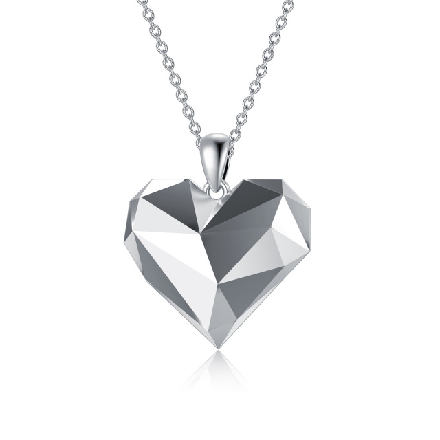 Collier pendentif coeur en argent sterling-0