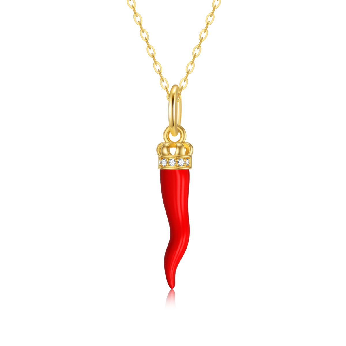 Collier pendentif Chili en or 14K à zircon cubique-1