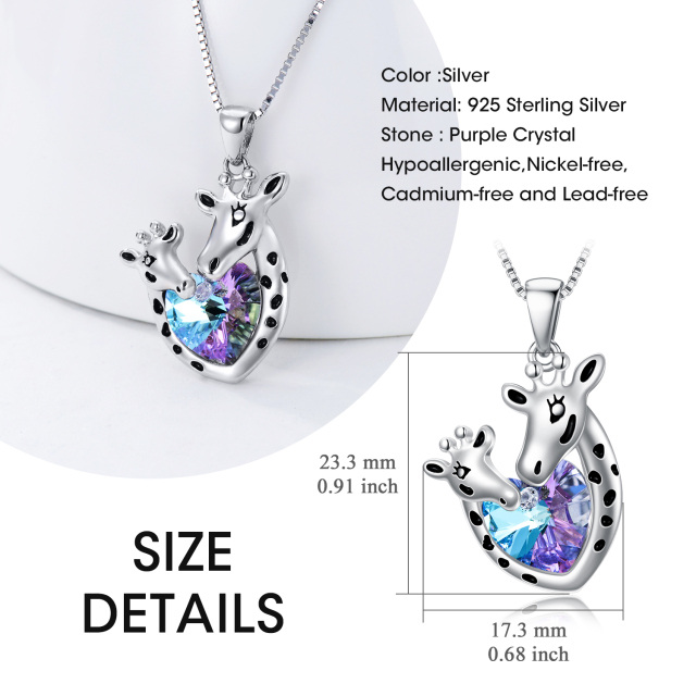 Sterling Silver Crystal Giraffe Pendant Necklace-2