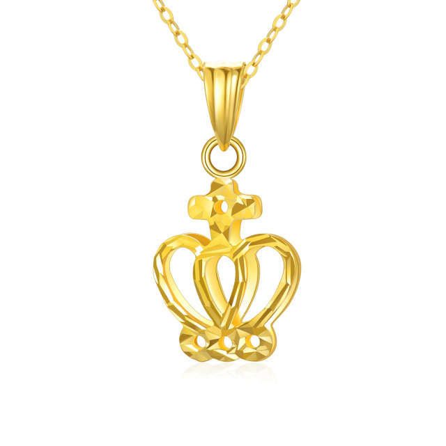 18K Gold Cross Pendant Necklace-0