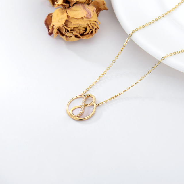 14K Gold Circular Shaped Opal Infinite Symbol Pendant Necklace-2