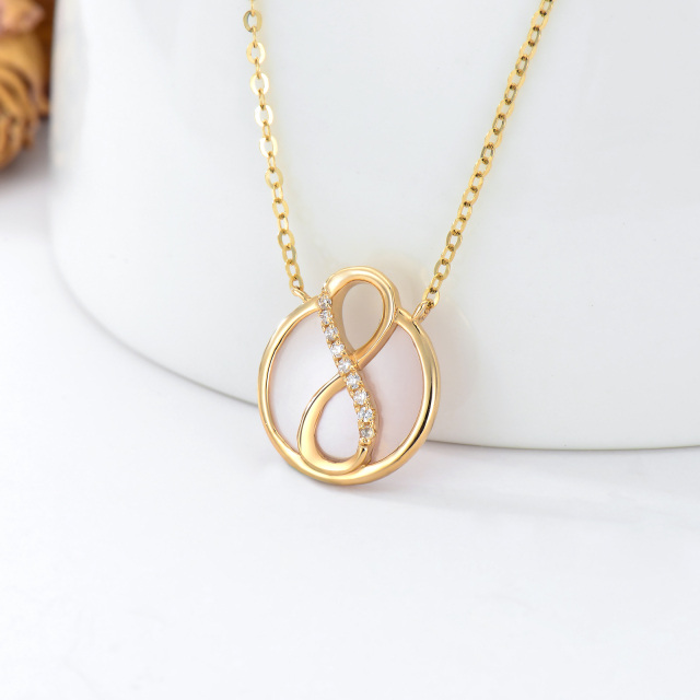 Collier pendentif symbole infini en or 14K avec opale de forme circulaire-1