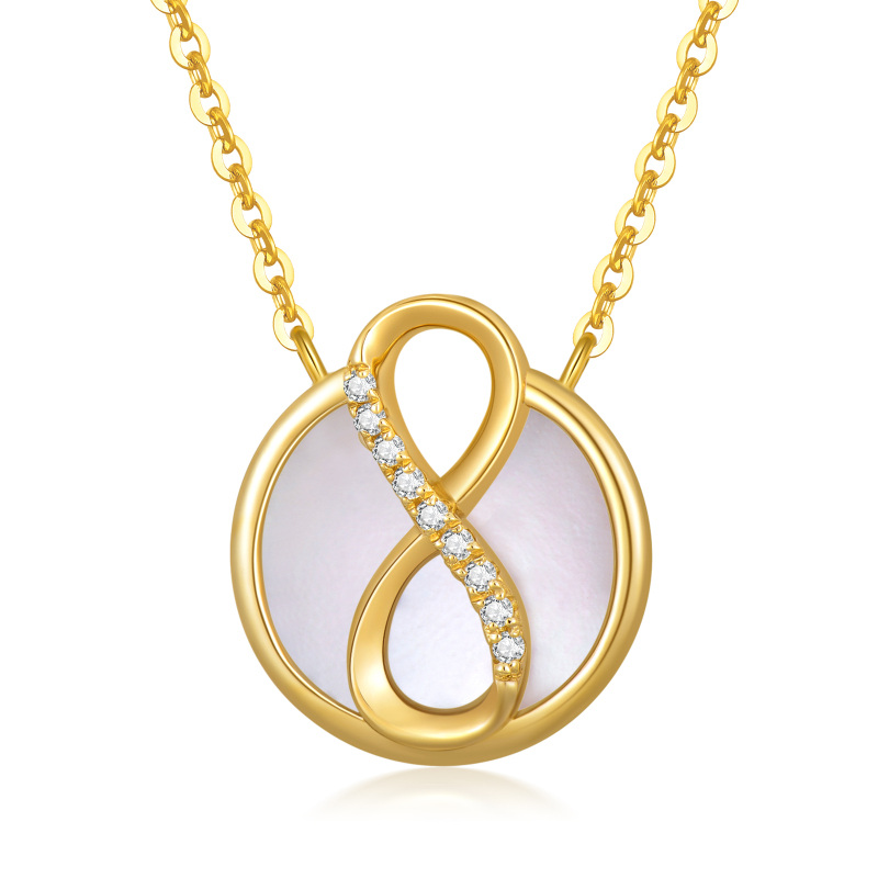 Collier pendentif symbole infini en or 14K avec opale de forme circulaire
