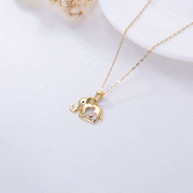 14K Gold & Rose Gold Elephant Pendant Necklace-3