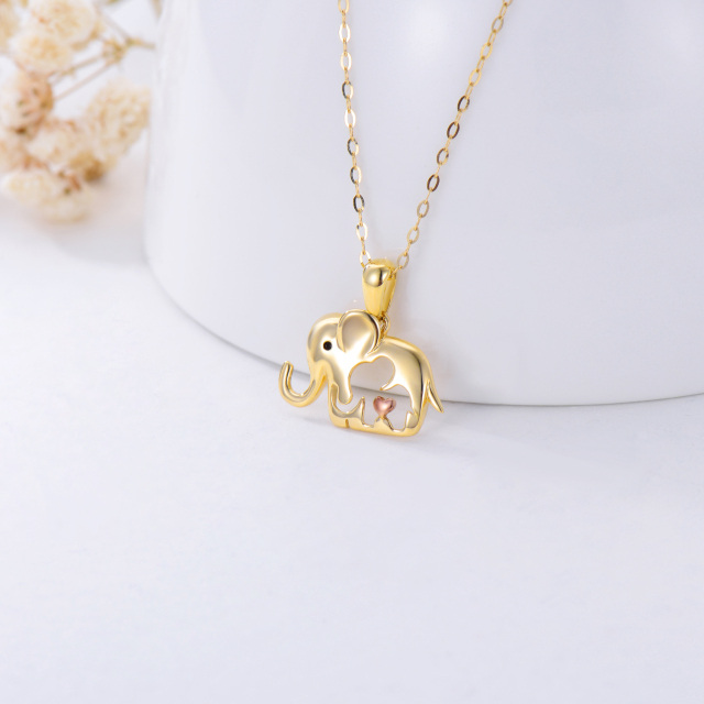 14K Gold & Rose Gold Elephant Pendant Necklace-2