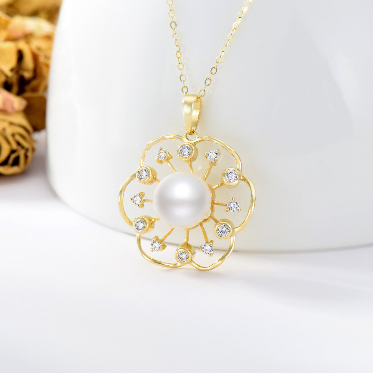 Collier de brins de perles de forme circulaire en or 14 carats 18 1 1 rallonge de pouces-1