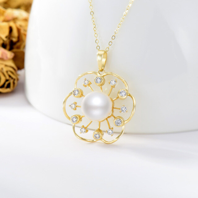 14K Gold 18'' +1'' +1'' Extender Inches Circular Shaped Pearl Strand Necklace-0