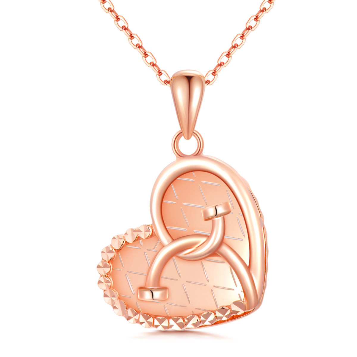 18K Rose Gold Heart & Stethoscope Pendant Necklace-1