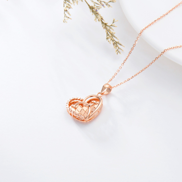 18K Rose Gold Heart & Stethoscope Pendant Necklace-4