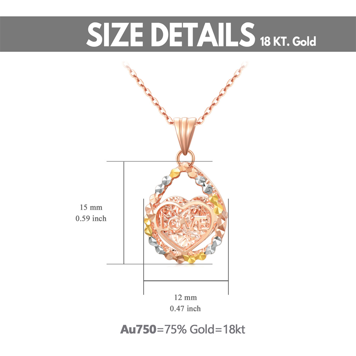 18K Rose Gold Diamond Heart Pendant Necklace-6