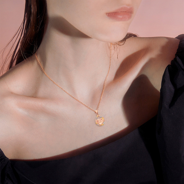 18K Rose Gold Diamond Heart Pendant Necklace-1