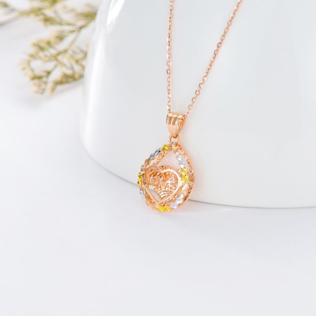 18K Rose Gold Diamond Heart Pendant Necklace-2